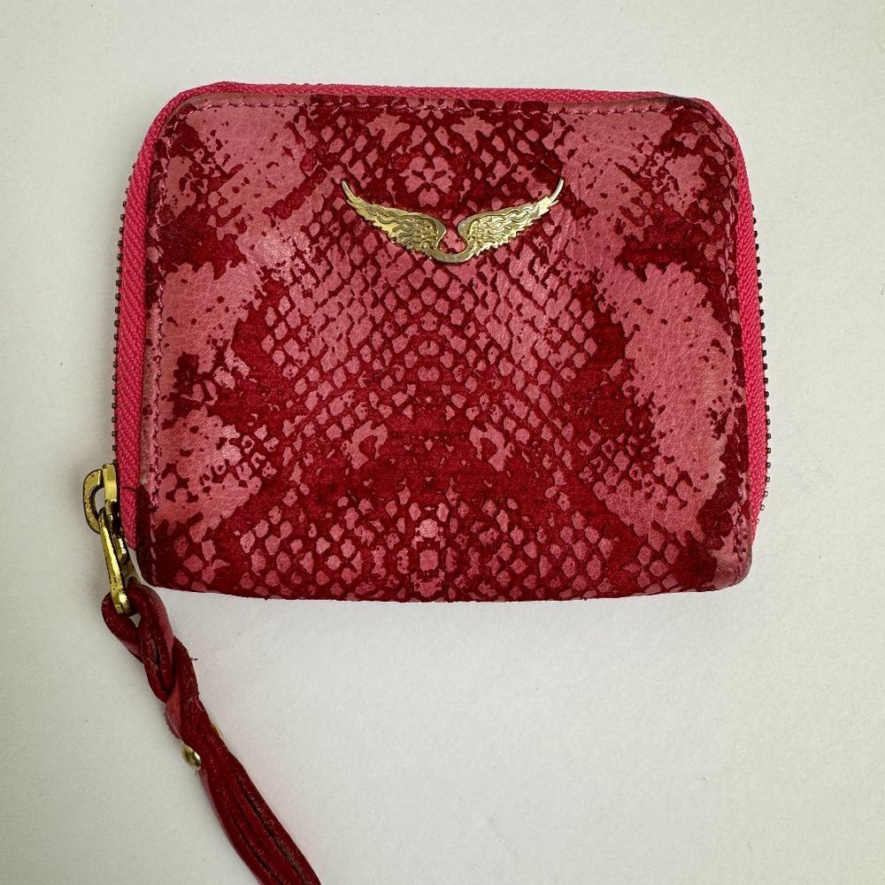 Zadig & Voltaire Mini Wallet Pink Snake Python Leather